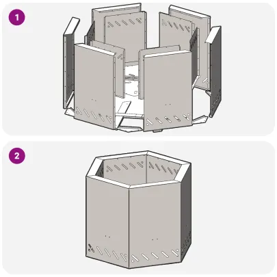Vatră Foc Hexagonală Fără Fum - Oțel - Livrare Gratuită