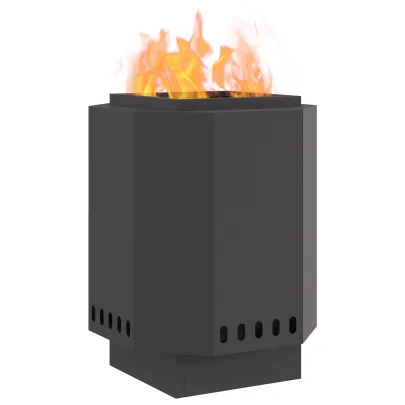 Focar Hexagonal Fără Fum Negru din Oțel | Livrare Gratuită
