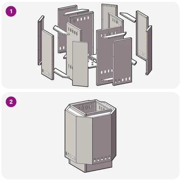 Focar Hexagonal Fără Fum Negru din Oțel | Livrare Gratuită