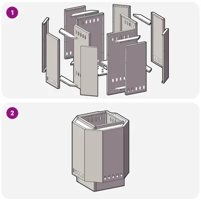 Focar Hexagonal Fără Fum Negru din Oțel | Livrare Gratuită