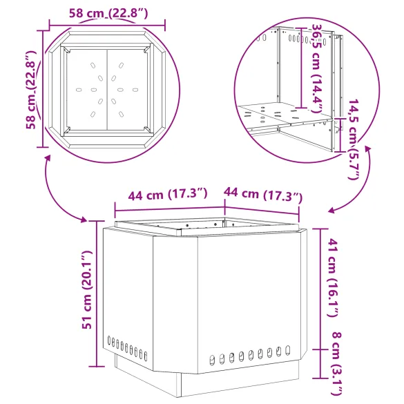 Focar Fără Fum Negru Oțel | Livrare Gratuită 7-9 Zile