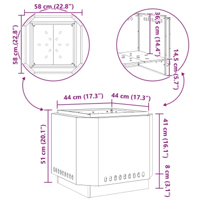 Focar Fără Fum Negru Oțel | Livrare Gratuită 7-9 Zile