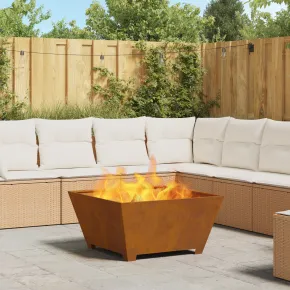 Vatră de foc pătrată din oțel corten - 80x80x40 cm