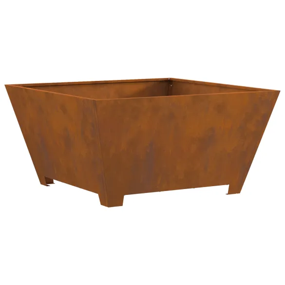 Vatră de foc pătrată din oțel corten - 80x80x40 cm