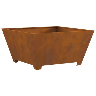 Vatră de foc pătrată din oțel corten - 80x80x40 cm