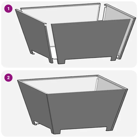 Vatră de foc pătrată din oțel corten - 80x80x40 cm