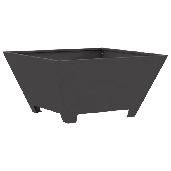 Vatră de foc - negru - pătrată - 60x60x30 cm - oțel Vatră de foc - negru - pătrată - 60x60x30 cm - oțel