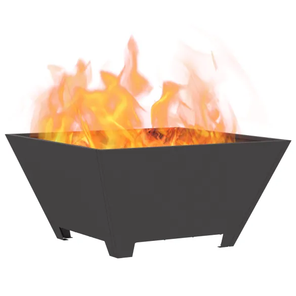 Vatră de foc - negru - pătrată - 60x60x30 cm - oțel Vatră de foc - negru - pătrată - 60x60x30 cm - oțel