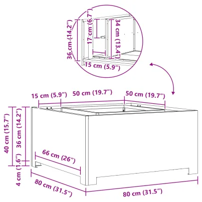 Vatră de foc pătrată - Oțel corten - Livrare gratuită