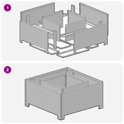 Vatră de foc pătrată negru - Oțel rezistent - Livrare gratuită