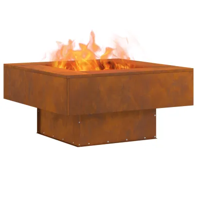 Cuptor Exterior Pătrat Oțel Corten | Foc de Tabără Grădină