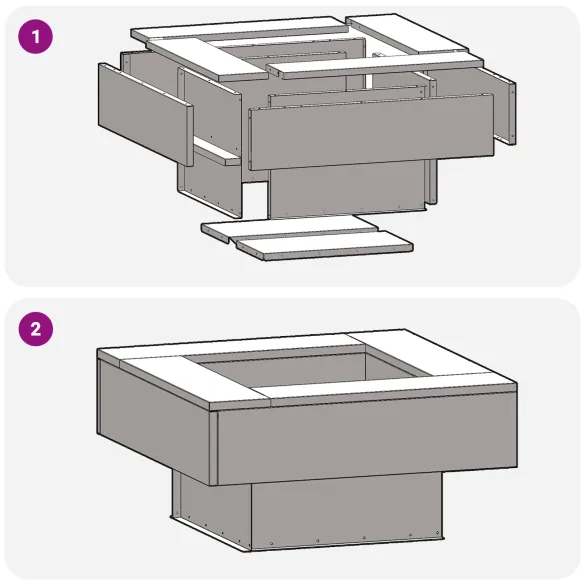 Foc de Tabără Pătrat Negru Oțel | 60x60x30 cm | Livrare Gratuită