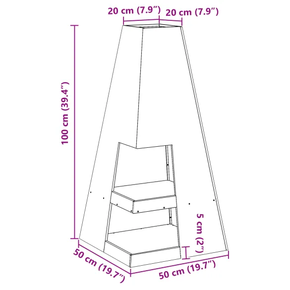 Vatră Foc Corten Exterior cu Depozitare Lemne | Livrare Gratuită