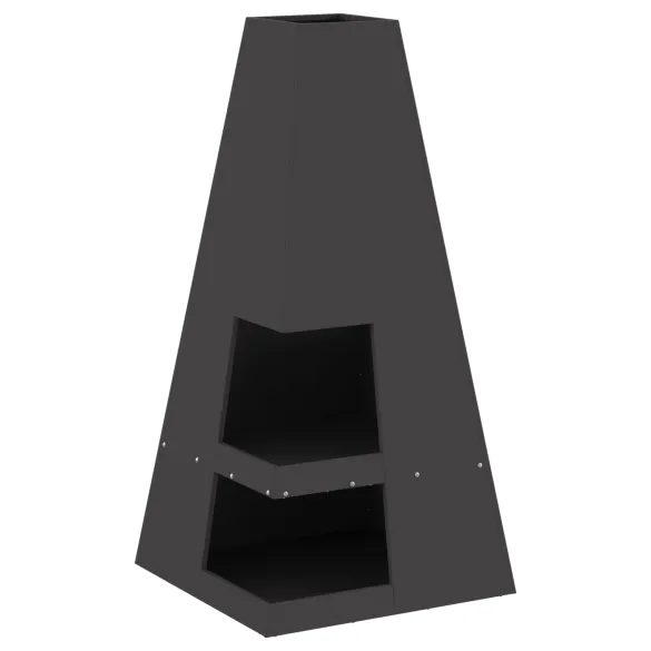Vatră de foc piramidală din oțel, negru | Livrare gratuită
