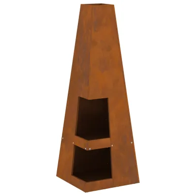 Vatră de foc cu depozitare lemne - Oțel corten rezistent