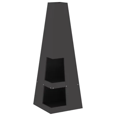 Vatră de foc cu depozitare lemne - Negru - Oțel | Comandă Acum