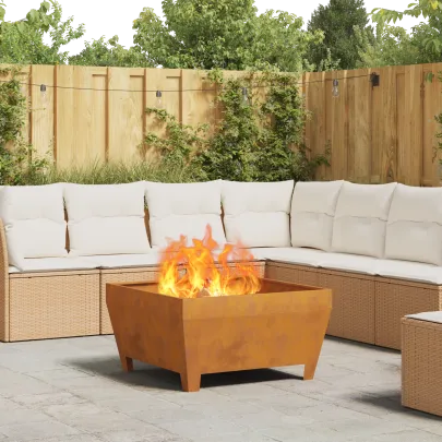 Focar Pătrat Oțel Corten Rezistent la Intemperii | Livrare Gratuită