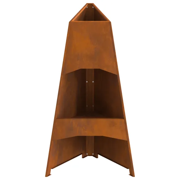 Vatră de foc piramidală din oțel corten pentru exterior