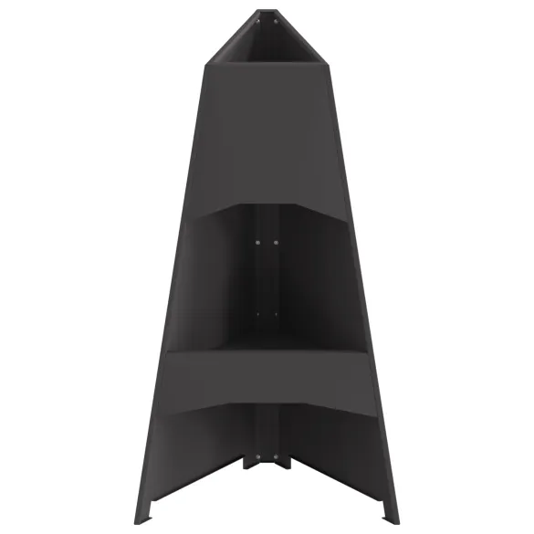 Vatră de Foc Exterior Piramidală - Negru - Oțel | Livrare Gratuită