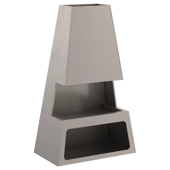 Vatră de foc rustică cu depozitare lemne - Oțel Corten