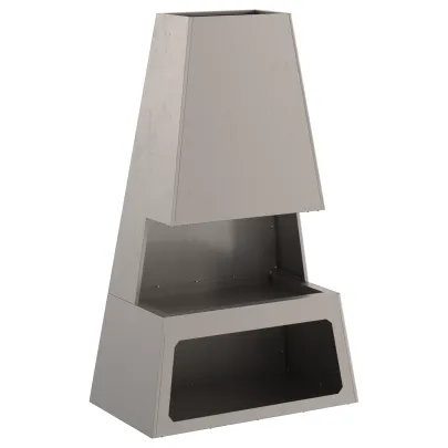 Vatră de foc rustică cu depozitare lemne - Oțel Corten