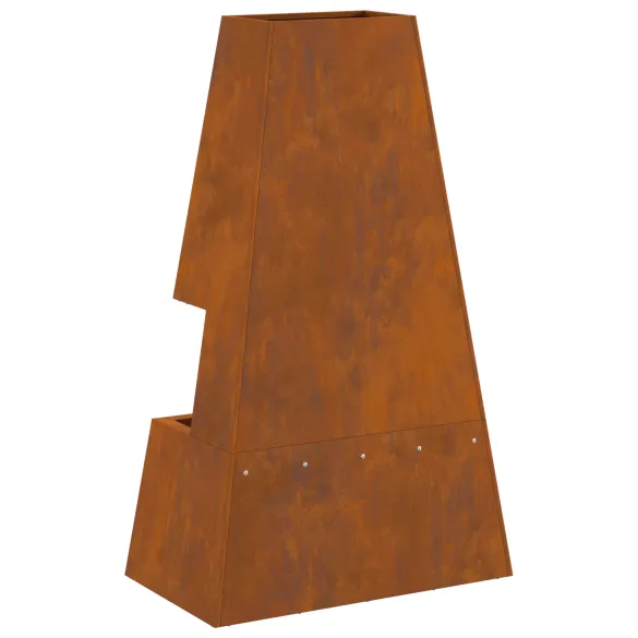 Vatră de foc rustică cu depozitare lemne - Oțel Corten