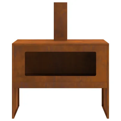 Vatră de foc exterior cu horn - Oțel corten | Livrare gratuită