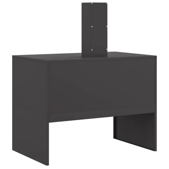 Vatră de foc exterior cu horn - negru mat - oțel rezistent Vatră de foc exterior cu horn - negru mat - oțel rezistent