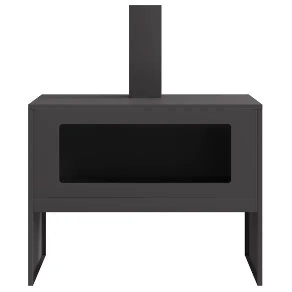 Vatră de foc exterior cu horn - negru mat - oțel rezistent Vatră de foc exterior cu horn - negru mat - oțel rezistent