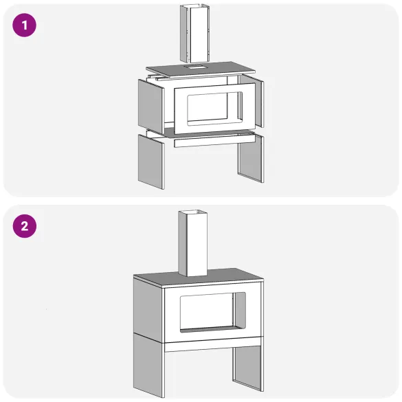 Vatră de foc cu horn - Oțel Corten - Livrare Gratuită