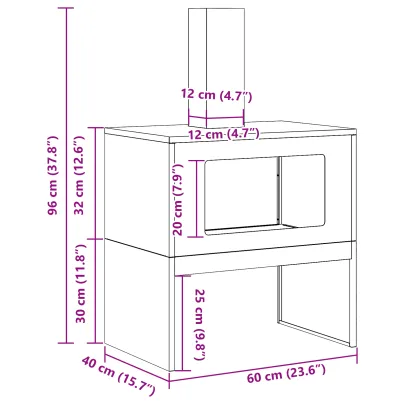 Vatră de foc cu horn - Oțel Corten - Livrare Gratuită