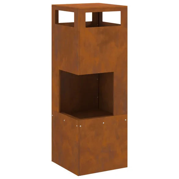 Vatră de foc pătrată din oțel corten - Livrare gratuită