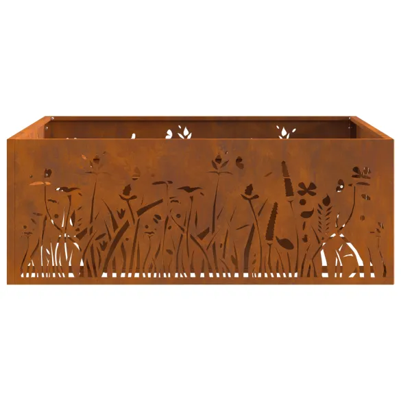 Vatră de foc pătrată din oțel corten - 80x80x30 cm