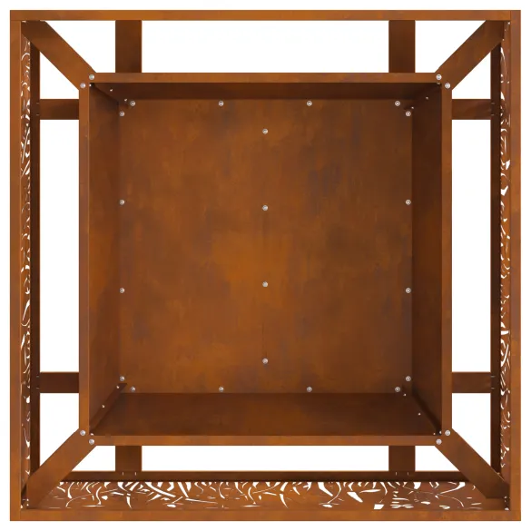 Vatră de foc pătrată din oțel corten - 80x80x30 cm