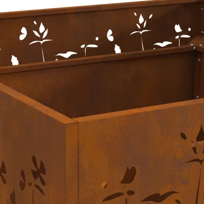 Vatră de foc pătrată din oțel corten - 80x80x30 cm