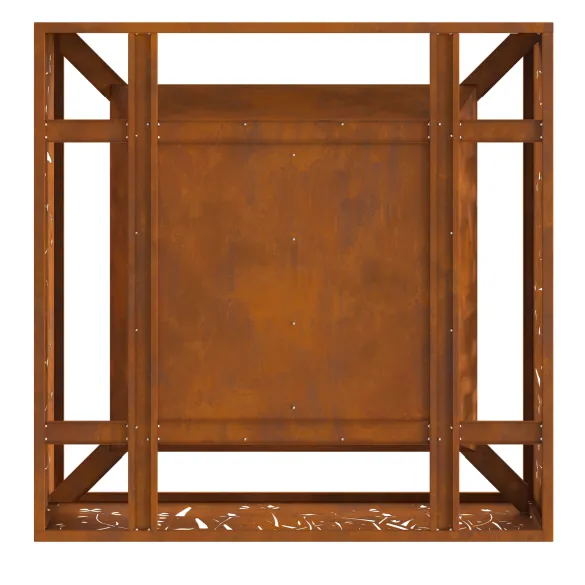 Vatră de foc pătrată din oțel corten - 80x80x30 cm