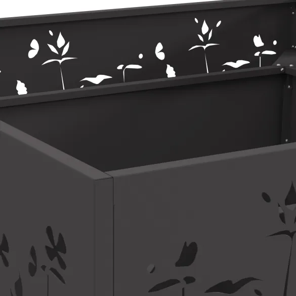 Vatră de foc pătrată exterior - Oțel negru rezistent