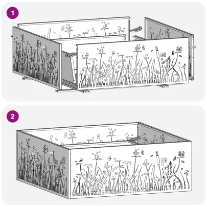 Vatră de foc pătrată exterior - Oțel negru rezistent