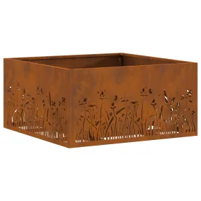 Vatră de foc pătrată din oțel corten - 60x60x30 cm 2
