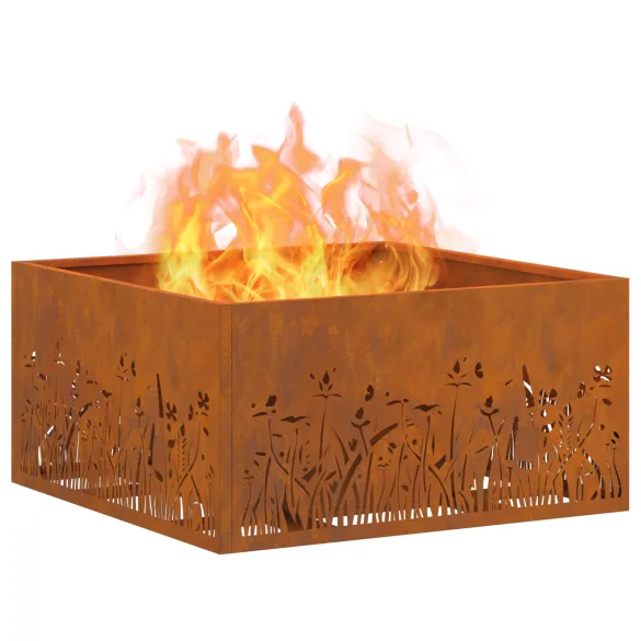 Vatră de foc pătrată din oțel corten - 60x60x30 cm Vatră de foc pătrată din oțel corten - 60x60x30 cm