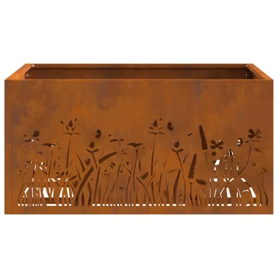 Vatră de foc pătrată din oțel corten - 60x60x30 cm