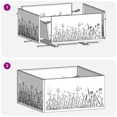 Vatră de foc pătrată din oțel corten - 60x60x30 cm
