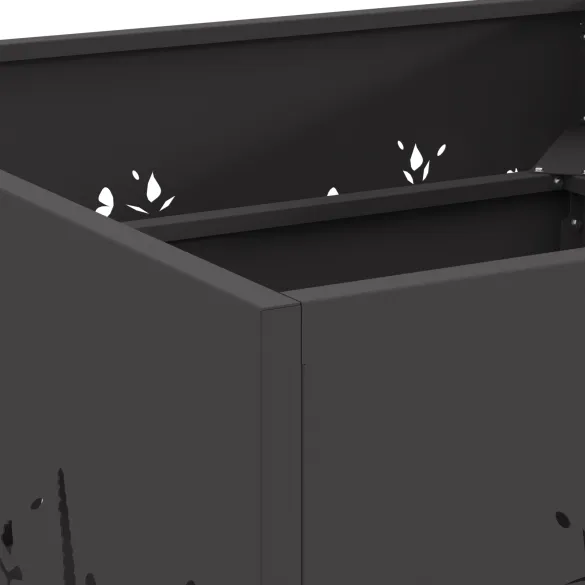 Vatră de foc pătrată exterior - Oțel negru - Livrare gratuită