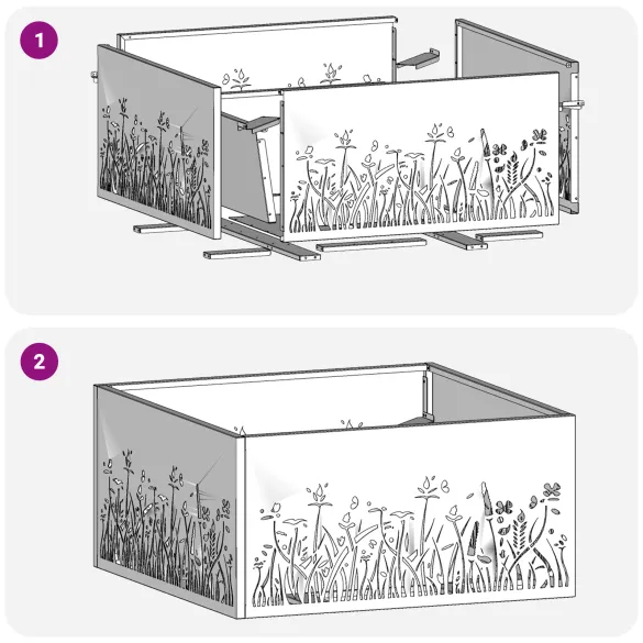 Vatră de foc pătrată exterior - Oțel negru - Livrare gratuită