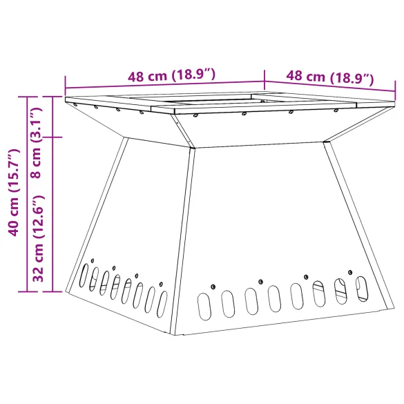 Vatră de foc pătrată - Oțel negru - Livrare gratuită