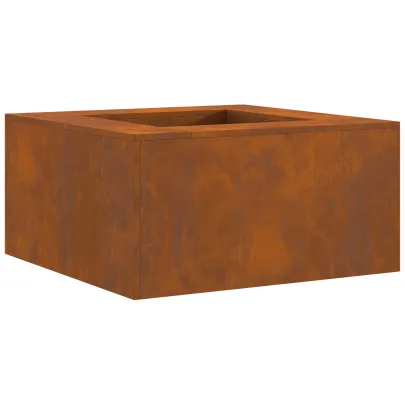 Vatră de foc pătrată din oțel corten - 80x80x40 cm