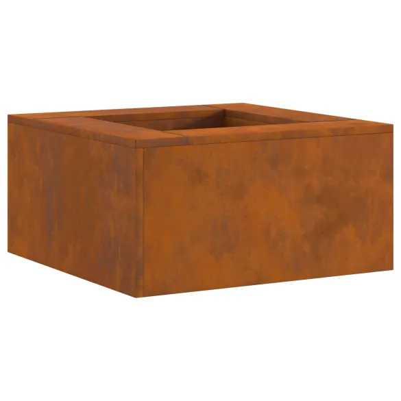 Vatră de foc pătrată din oțel corten - 60x60x30 cm