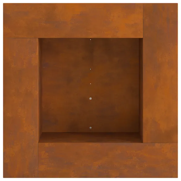 Vatră de foc pătrată din oțel corten - 60x60x30 cm