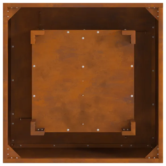 Vatră de foc pătrată din oțel corten - 60x60x30 cm