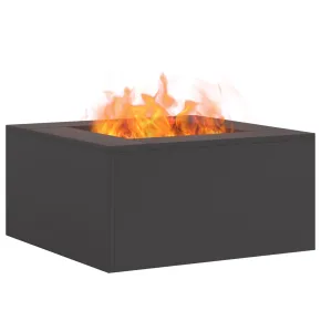 Vatră de Foc Exterior Pătrată 60x60x30 cm - Negru - Oțel 2